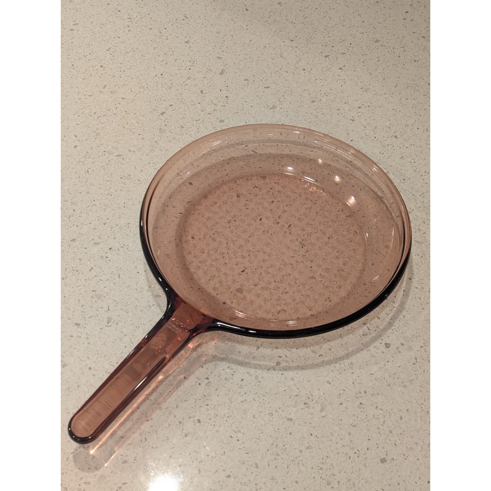 VTG Corning Vision Ware 11" Waffle Bottom Frying Pan Skillet Amber Glass‎ France